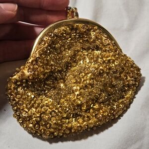 Vintage Elegant Gold Beaded Clutch